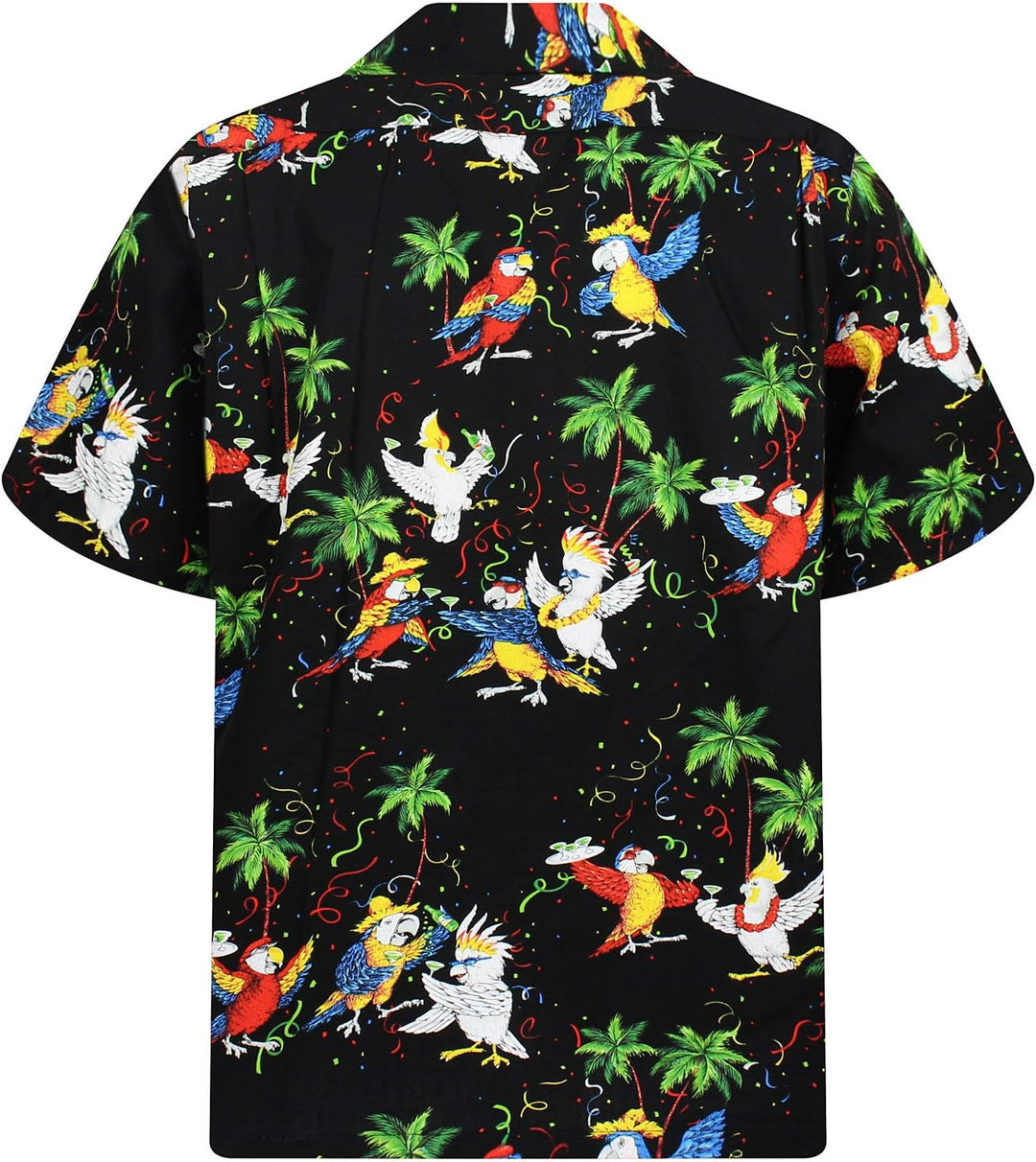 P.L.A. Pacific Legend Original Hawaiihemd, Kurzarm, Party Papageien, Schwarz, M