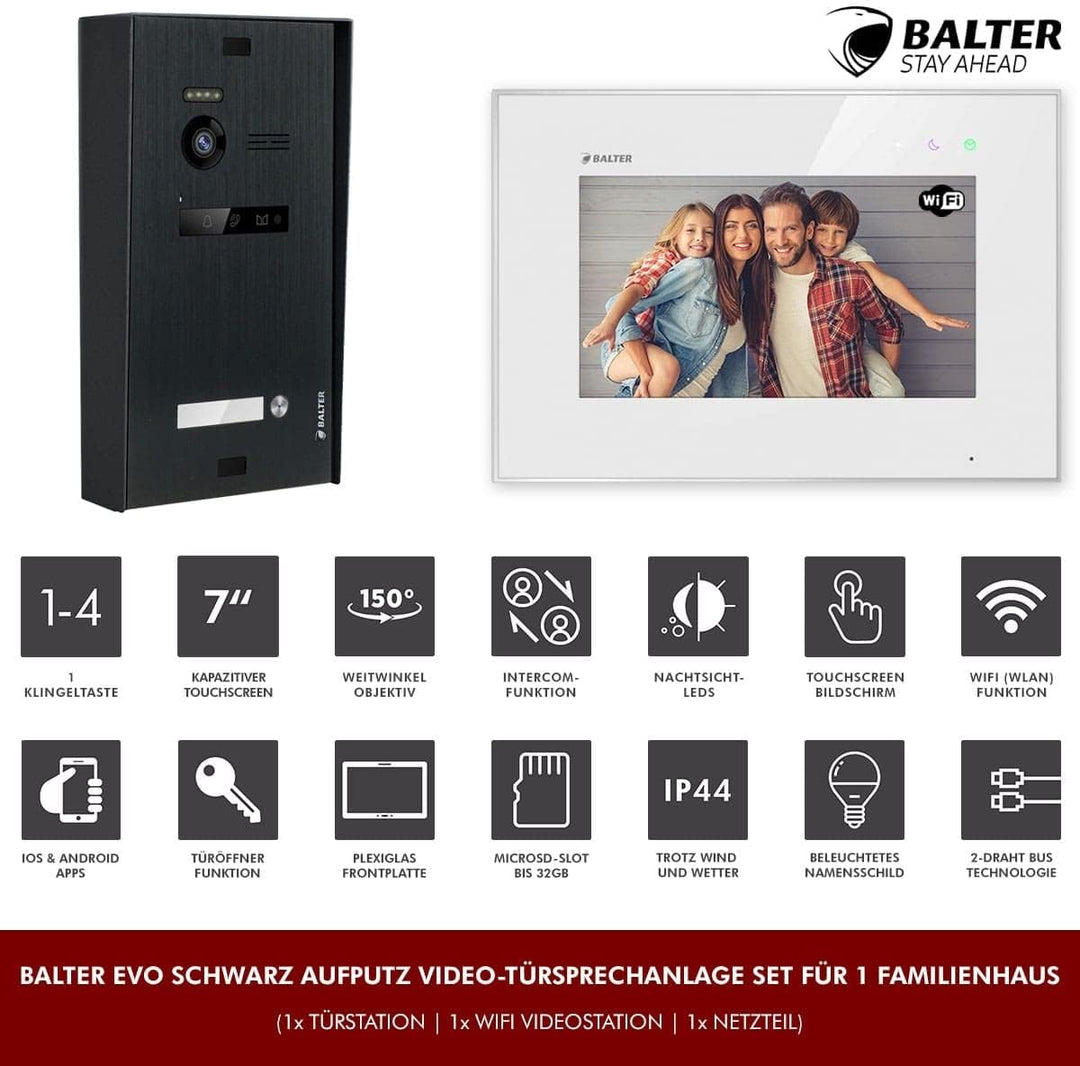 Nonic Balter EVO Aufputz Video-Türsprechanlagen WLAN Set 1 Familienhaus (1x Türstation mit Kamera Sc