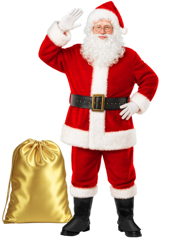 Gardentime Weihnachtsmann Kostüm für Männer Weihnachtsmann Anzug Erwachsene 10pcs Weihnachten Deluxe