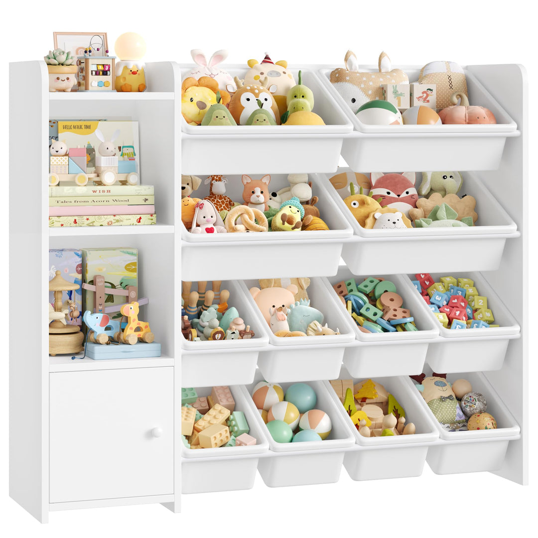FOREHILL Kinderregal mit 12 Boxen Kinderschrank Holz Bücherregal für Kinder Aufbewahrungsbox Kinderz