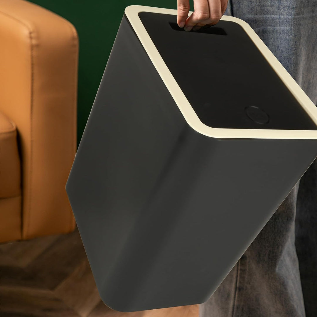 MIVIDE 12L Mülleimer Schmal, Mülleimer mit Deckel Schwarz, Mülleimers mit Pop-Up Deckel für Büro, Kü