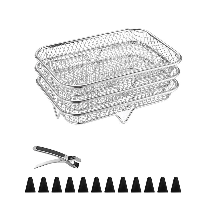 ACESOME 3 Stück Heissluftfritteuse Zubehör Air Fryer Rack,Edelstahl Gitter, Airfryer Gittereinsatz,