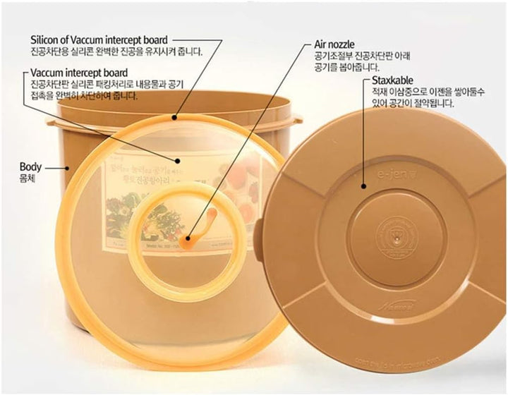 E-Jen Premium Kimchi, Sauerkraut Container Probiotische Gärung mit innerem Vakuumdeckel rund 0.8 gal