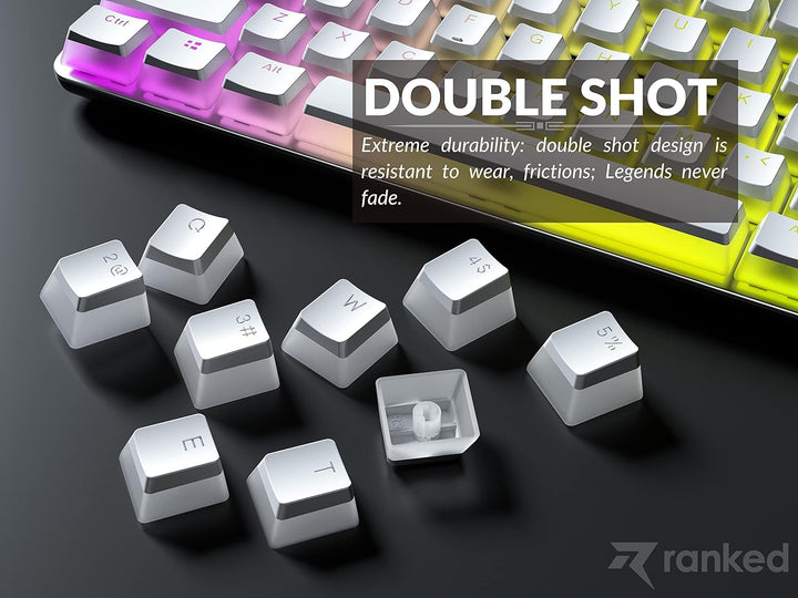 Ranked Pudding PBT-Tastenkappen | 112 Double Shot Transluzent ANSI US- und ISO-Layout | OEM-Profil f