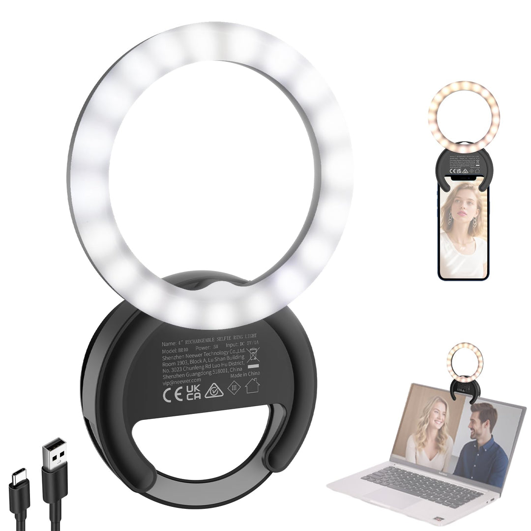 NEEWER ENTRY LEVEL VERSION 4" Selfie Ring Light Handy kompatibel mit iPhone, 5W zweifarbiges wiedera