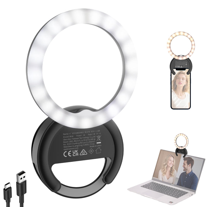 NEEWER ENTRY LEVEL VERSION 4" Selfie Ring Light Handy kompatibel mit iPhone, 5W zweifarbiges wiedera