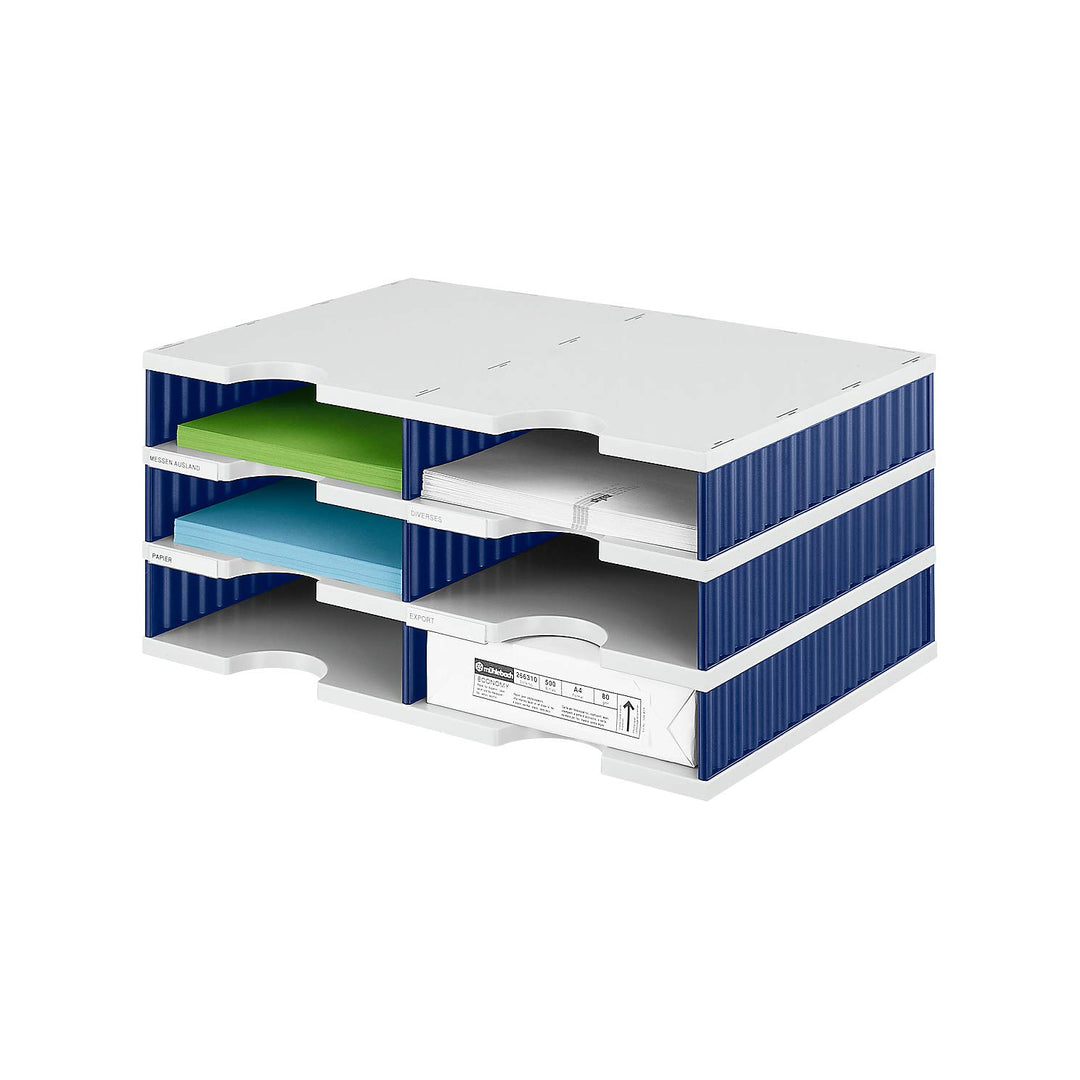 styrodoc Sortierstation Duo mit 6 Fächern/268020338 BxTxH 485x331x223 grau/blau Blau/Gr, Blau/Gr