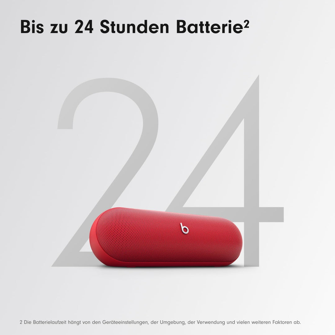 Beats Pill Tragbarer Bluetooth-Lautsprecher, Bis zu 24 Stunden Akkulaufzeit, Wasserabweisend, Kompat