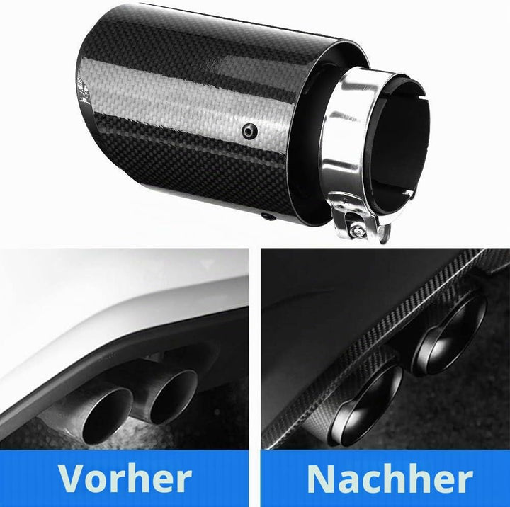 1 Stück Auto Edelstahl &amp; Kohlefaser Auspuffrohr Schalldämpfer Endspitze Endrohr für die meisten Auto