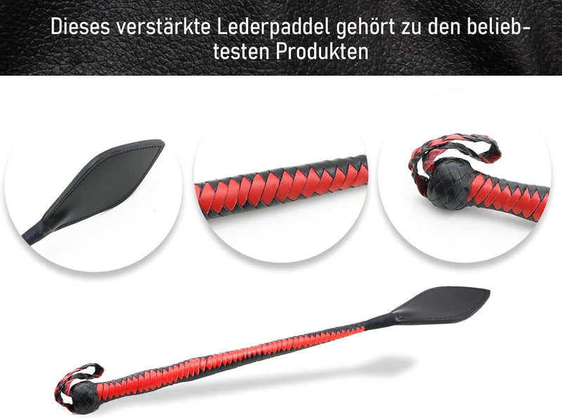 Peitsche Klatsche Lederpaddel Paddel Leder-Gerte 60 cm Leder Fiberglas Profi Kombi