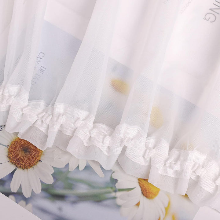 HongYa Stores Voile Gardine Schal Transparenter Vorhang mit Satinband Kräuselband H/B 245/450 cm Wei