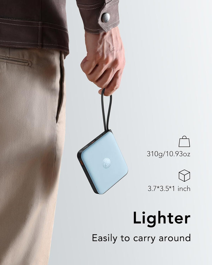 VRURC Power Bank 20000mAh mit Kabel Klein USB C Powerbank Schnelles Aufladen Mini Tragbares Ladegerä