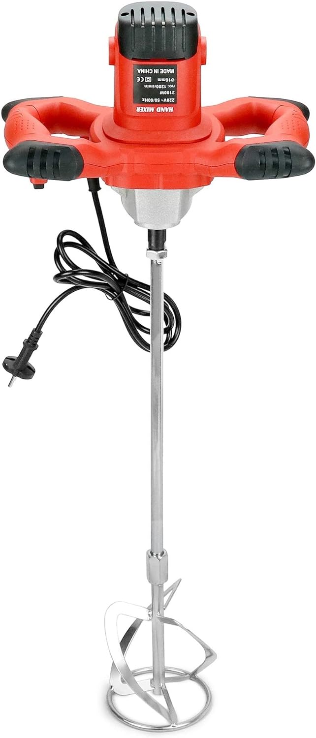 QWORK Mörtelrührer Rührwerk - 220V 2100W 1200r/min 6 Gang - M14 Gewinde - für Farbe, Putz & Estrich