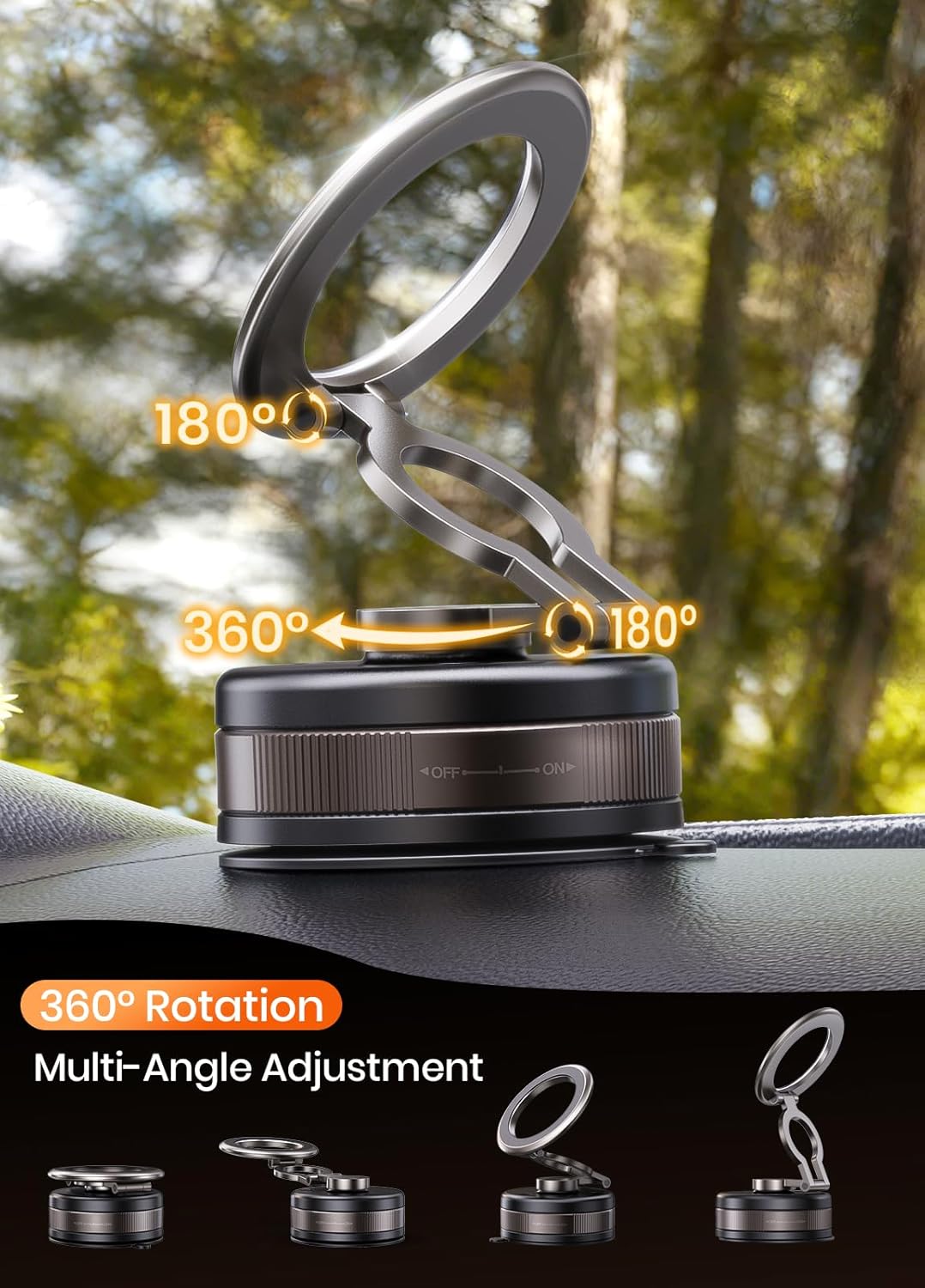 Vakuum Magnetische Handyhalterung Auto,360°Drehbare Magsafe Autohalterung,Vakuum Handyhalterung Auto