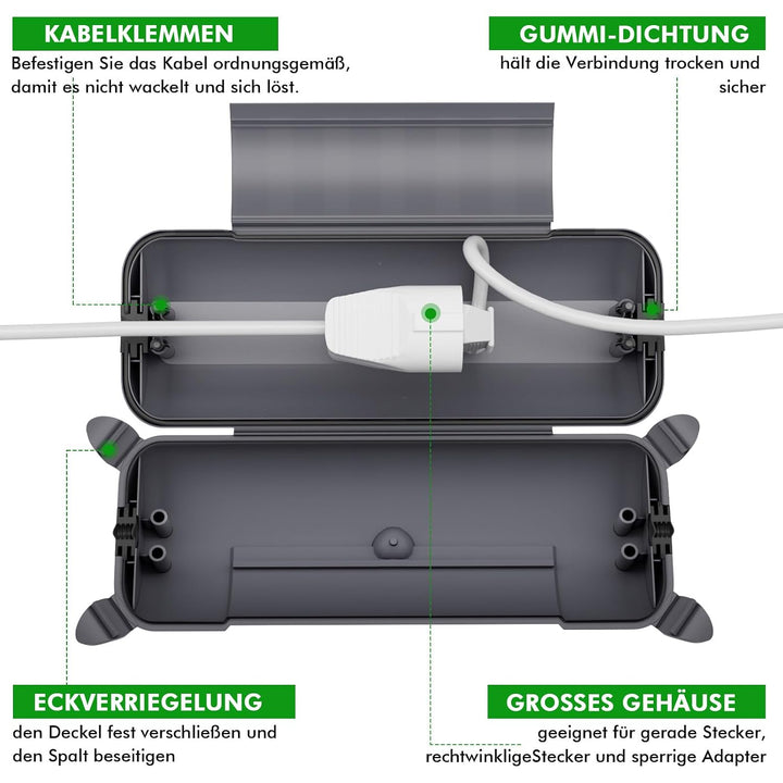 [2 Pack] RESTMO Outdoor IP44 wasserdichter Safe Box (290 x 110 x 75 mm), wetterbeständige Big Schutz