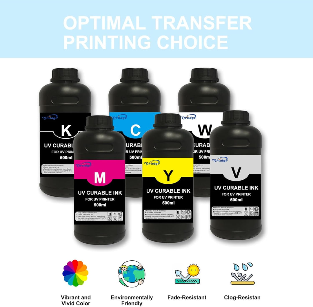 UV Hard Tinte, UV Hard Ink für Harte Untergründe 500-ml Kompatibel mit XP600 TX800 i3200 i1600 L805