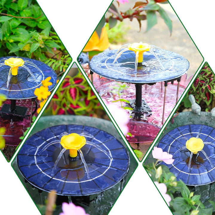 AISITIN Solar Springbrunnen für Aussen mit 1500 mAh Akku, 4W Solarbrunnen für Draussen mit 3 Halteru