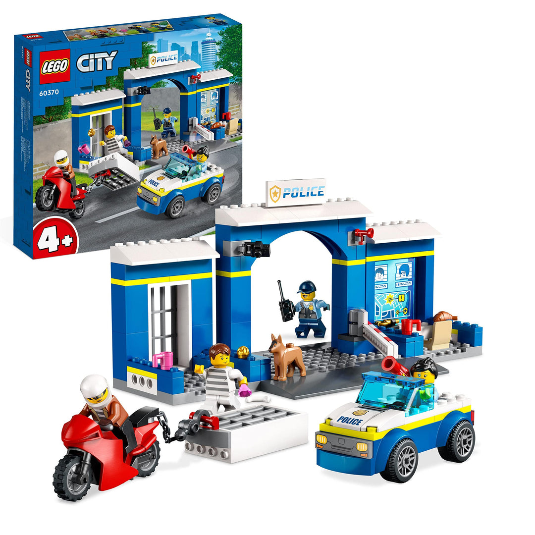 LEGO City Ausbruch aus der Polizeistation Spielset, Polizeiauto Spielzeug und Motorrad für Kinder ab