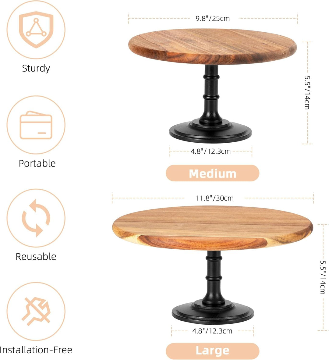 E-ROOM TREND Etagere Tortenständer/Cupcake Ständer aus Holz 1 Etagen | Mittel | Dessertständer aus H