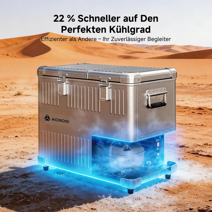 AAOBOSI Kompressor Kühlbox 50L, Dual Zone Kühlbox Kompressor, -20°C bis 20°C, Aluminium Auto Kühlsch