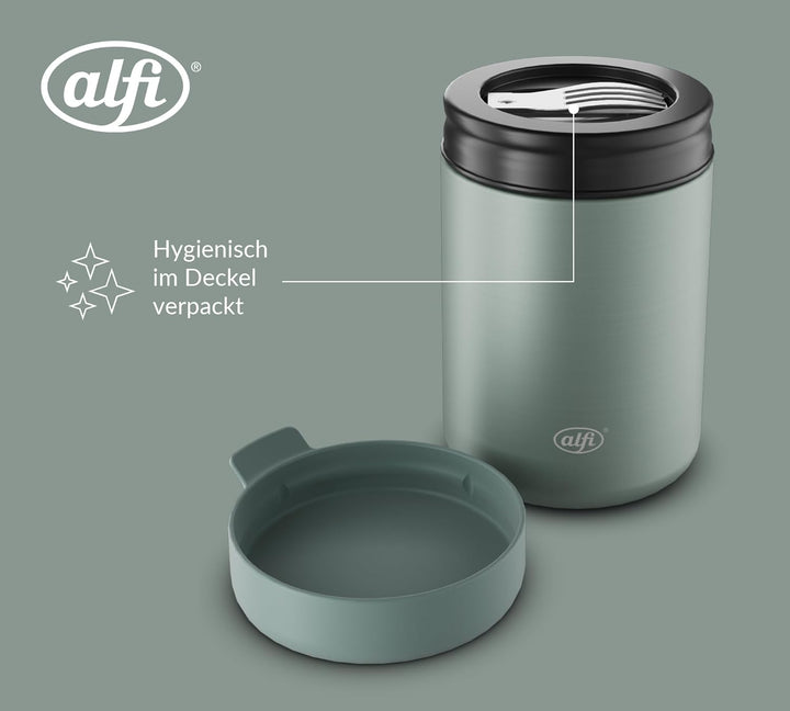 alfi ISO FOOD MUG 350ml, grün matt, Edelstahl Thermobehälter für Essen, Isolierbehälter für Suppen,