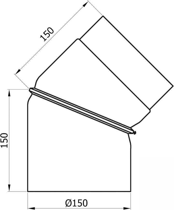 raik SH133-150-gg Rauchrohrbogen/Ofenrohr 150mm - 0° - 45° ohne Reinigungsöffnung gussgrau