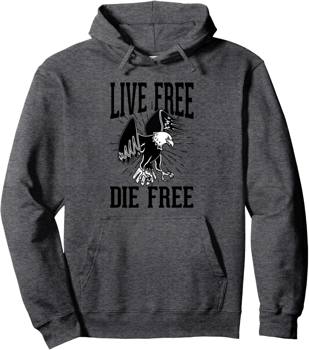 Live Free Die Free Flying Bald Eagle Image Pullover Hoodie