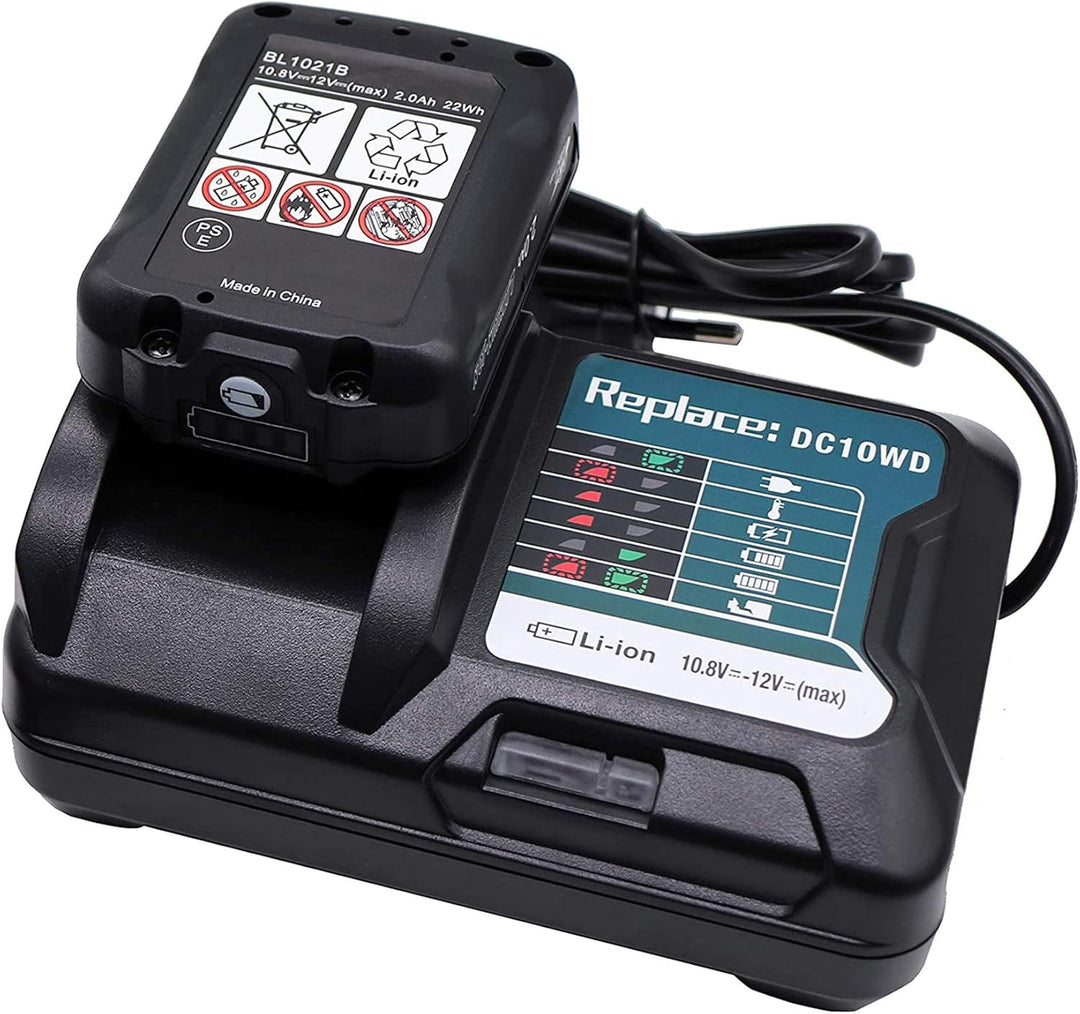 Ladegerät DC10WD + 2,0Ah Akku BL1021B für Makita BL1016 BL1015 BL1020B BL1021B DF031D DF0331D TD110D