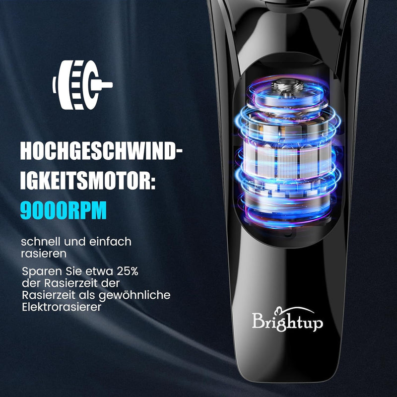 Brightup rasierer herren elektrisch, 4D-Schwimmkopf, Nass- und Trockenrasierer, wasserdichter Elektr