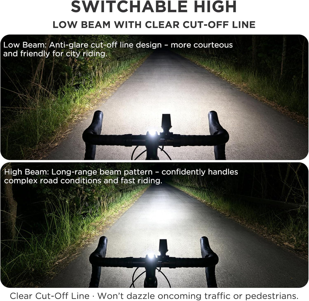 Fahrradlicht Set 1100Lux mit Funksteuerung, Fahrradbeleuchtung Set USB Aufladbar IP44 Wasserdicht Fa