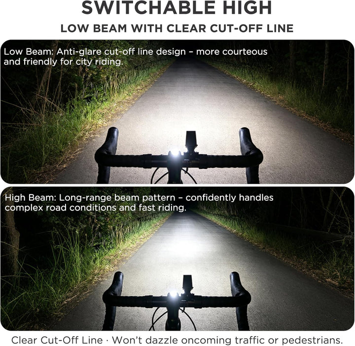 Fahrradlicht Set 1100Lux mit Funksteuerung, Fahrradbeleuchtung Set USB Aufladbar IP44 Wasserdicht Fa