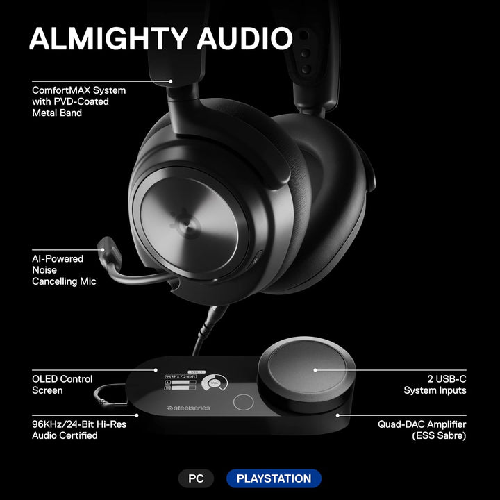 SteelSeries Arctis Nova Pro Multi-System Gaming Headset - Premium HiFi-Treiber, Hi-Res Audio - 360°