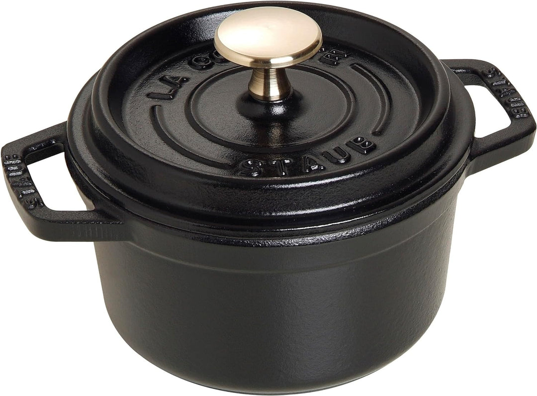 STAUB Gusseisen Bräter/Cocotte, Rund 14 cm, 0,8 L, Aromaregen Funktion, Für alle Herdarten geeignet,