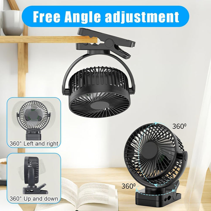 Camping Ventilator, 12000 MAh Mini USB Ventilator Leise mit Fernbedienung & Timerfunktion, 3 Geschwi