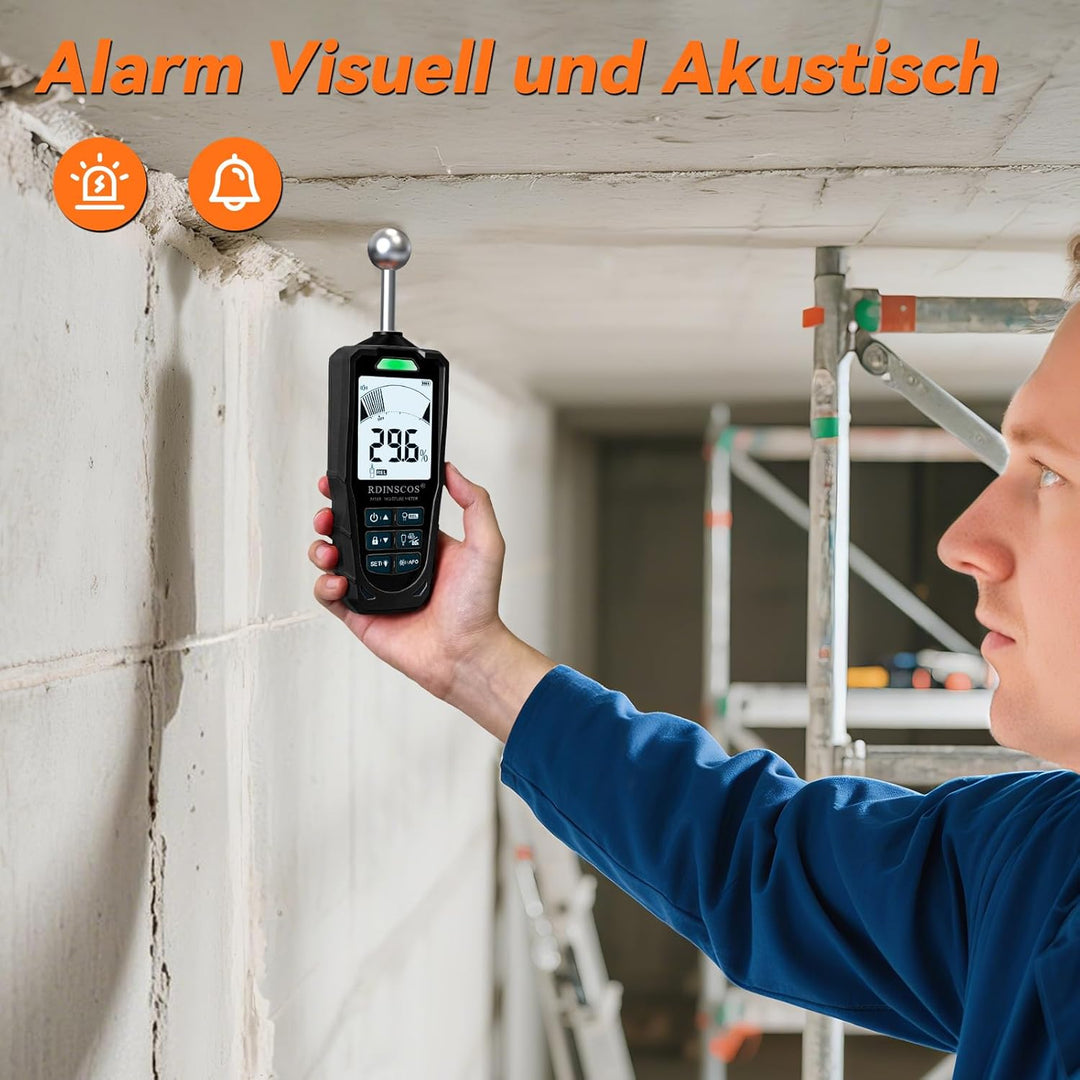 Feuchtigkeitsmessgerät RDINSCOS Feuchtigkeitsmessgerät Wand,Pin&Pinless Feuchtigkeitsmesser für Wänd