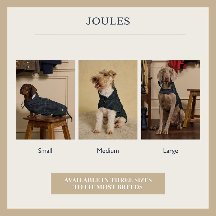 Rosewood x Joules Blackwatch Check Packaway Hundejacke, Grösse S, leicht, wasserabweisend, mit Kapuz