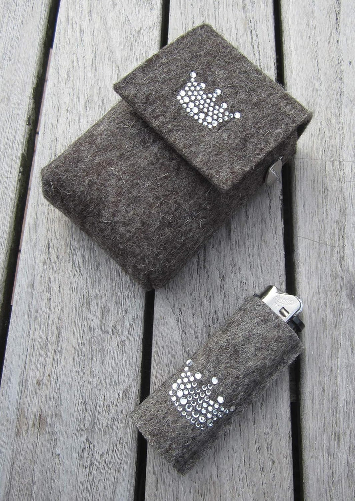zigbaxx Set Zigarettenetui mit Feuerzeughülle LITTLE CROWN - Zigarettenhülle für Zigarettenschachtel