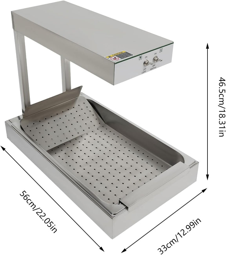 750 W Wärmebrücke Speisenwärmer, Pommeswärmer 560 x 330 x 465 mm Pommes Frittenwanne, Max. 80 ℃ Elek