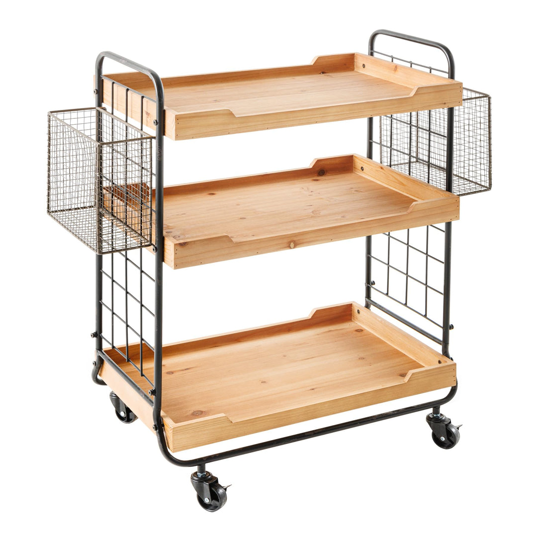 riess-Ambiente Massivholz Servierwagen Seven SEAS 80cm Natur Küchenwagen Metall mit Rollen