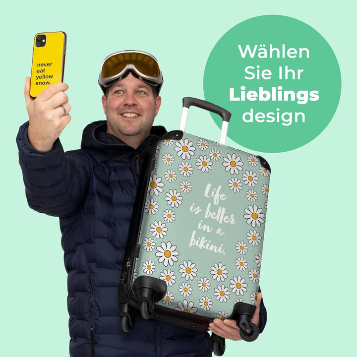Koffer gross Trolley Rollkoffer Reisekoffer mit 4 Rollen Fotokoffer - Das Leben ist Besser im Bikini