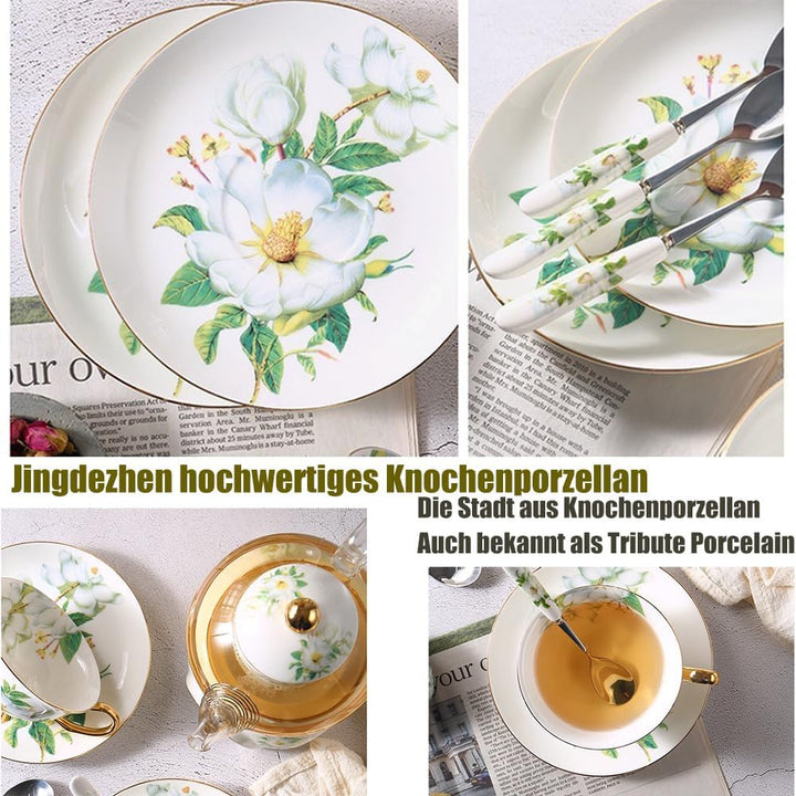 12 Stück Europäischen Blumen Tee Set,Bone China Tee Set Service Kaffee Set, 9 Optionen.Mit Geschenkb