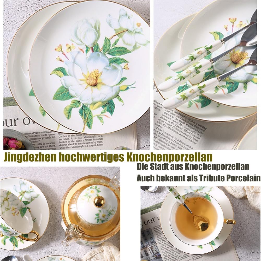 12 Stück Europäischen Blumen Tee Set,Bone China Tee Set Service Kaffee Set, 9 Optionen.Mit Geschenkb
