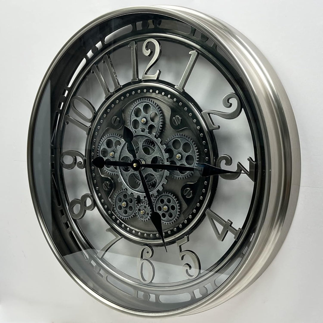 DORBOKER Wanduhr Gross mit Beweglichen Zahnrädern Moderne Industrial Steampunk XXL Vintage Retro Ant