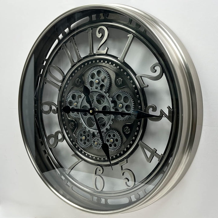 DORBOKER Wanduhr Gross mit Beweglichen Zahnrädern Moderne Industrial Steampunk XXL Vintage Retro Ant
