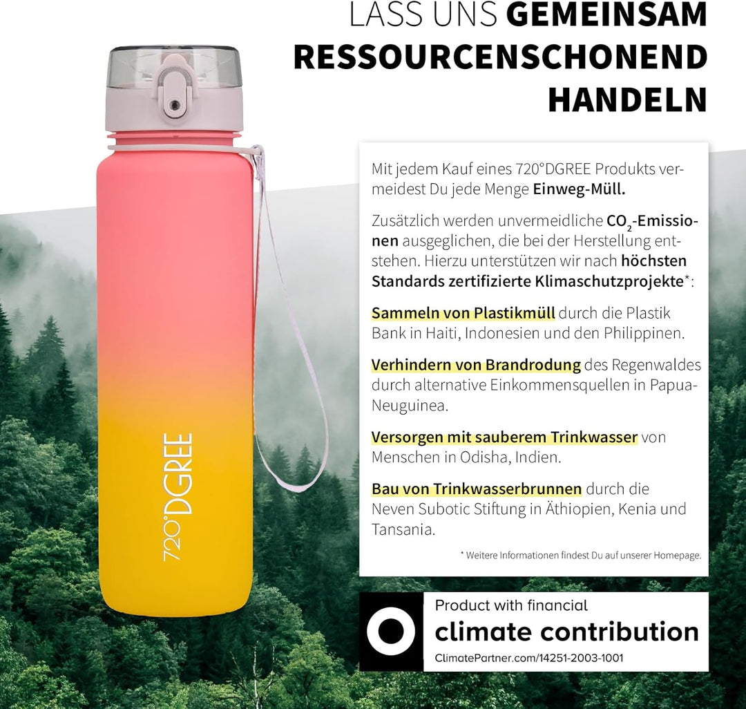 720°DGREE Trinkflasche “uberBottle“ +Sieb - 350ml, 500ml, 650ml, 1000ml, 1,5l, 2l - BPA-Frei - Wasse