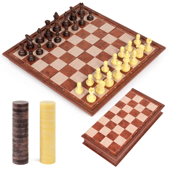 Peradix 2 in 1 Magnetisch Schachspiel für Kinder,Magnet Schachbrett&Dame, Klappbar Schach Reiseschac