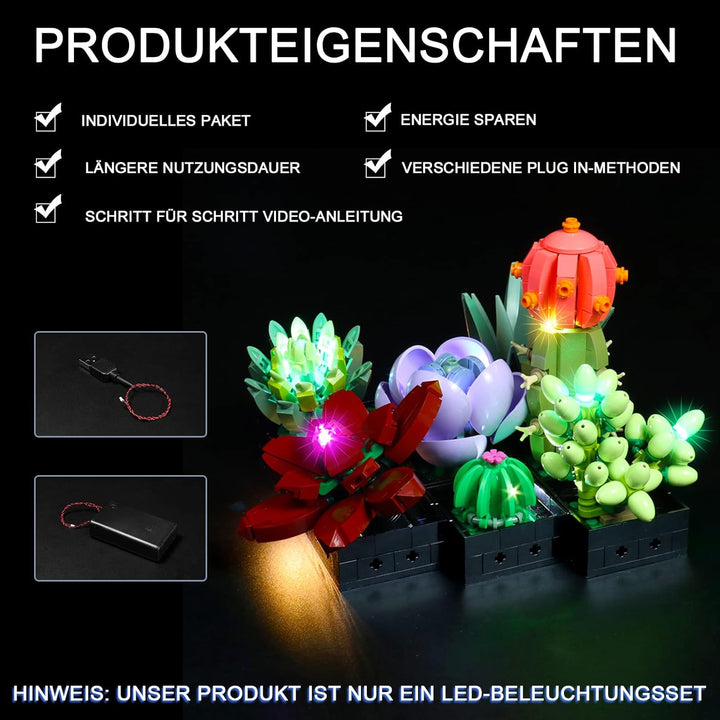 Led Licht Set für 10309 Icons Sukkulenten (Nur Lichter-Set,kein Lego-Modell) Dekorations Beleuchtung
