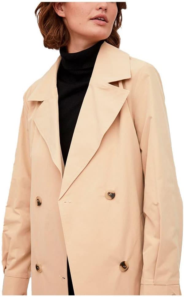 Vila Damen Vimersin Long Trenchcoat-Noos Mantel 38 Sesame, 38 Sesame
