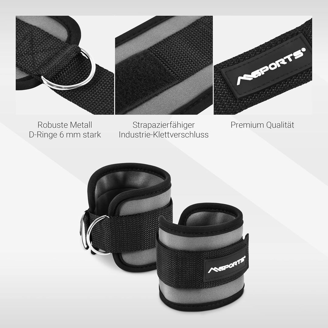 MSPORTS Fussschlaufen Premium - für Fitness Training am Kabelzug - (2 Stück) Ankle Straps für Frauen