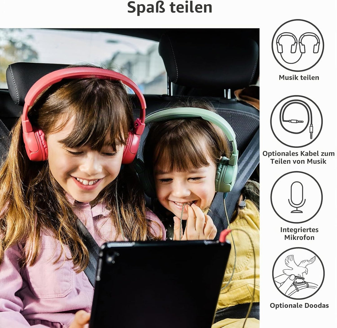 POGS-Kinderkopfhörer mit Kabel | The Elephant 2 | Faltbarer robuster Kinderkopfhörer ab 3 Jahren | L